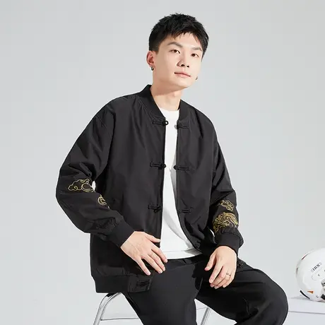 唐狮国风盘扣外套男秋季新款新中式唐装长袖春小众痞帅夹克潮商品大图