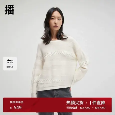 【100%羊毛】播商场同款24春秋慵懒圆领针织毛衣女BDR3SD3083商品大图