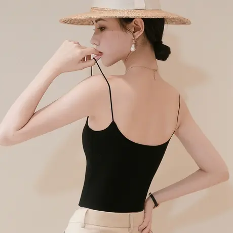 细吊带背心女露脐带胸垫美背文胸一体式内衣夏季薄款打底外穿抹胸商品大图