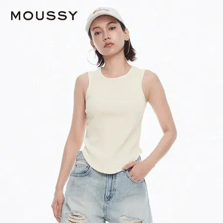 MOUSSY 夏季新品简约通勤风弧形下摆针织衫背心028HAA80-1831图片