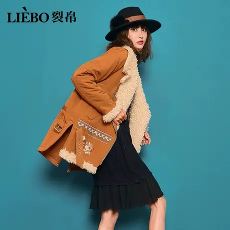 B裂帛LIEBOFeng原创设计复古民族风刺绣宽松美拉德短款棉服外套女图片