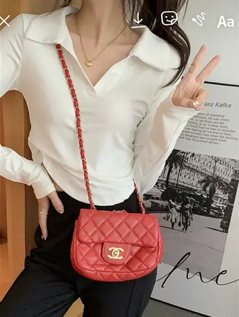 修身辣妹Polo领长袖新款不规则T恤女初秋小众短款露脐打底衫上衣图片