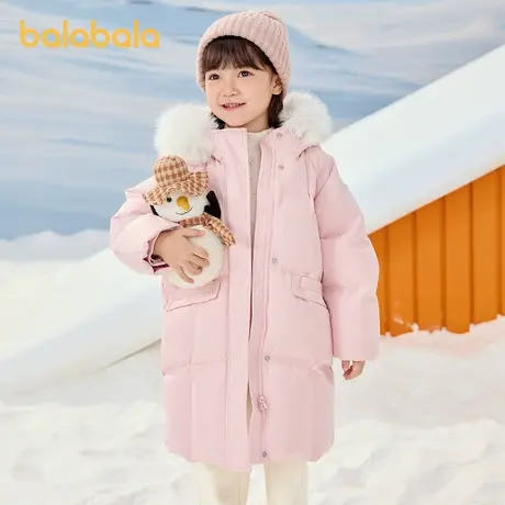巴拉巴拉女童羽绒服长款连帽外套2025新款冬装加厚女图片