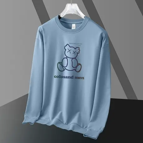 圆领卫衣男潮ins加绒加厚套头无帽上衣服2023秋季新款小熊长袖t恤商品大图
