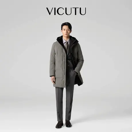 VICUTU威可多男士羽绒服舒适保暖商务休闲中长款秋冬鹅绒外套商品大图