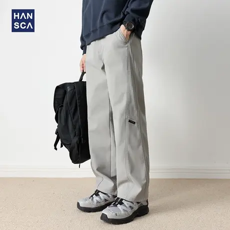 hansca山系重磅户外高密防风休闲裤男士2025秋季拼接工装直筒长裤商品大图
