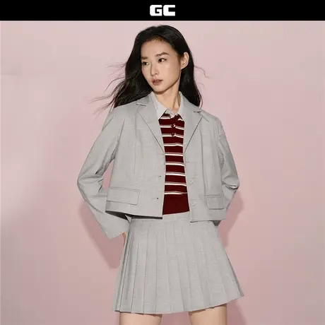 GC2025女装秋冬新款正肩西装外套品牌印花平驳领短款西服12375008图片