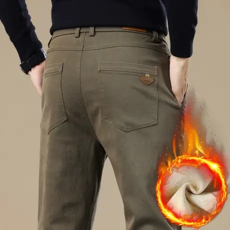 冬季高端修身弹力休闲裤子秋冬款男士加绒加厚正装西裤男装西装裤商品大图