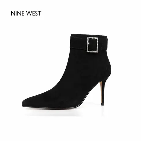 奥莱专供Nine West/玖熙复古尖头弹力瘦瘦靴高跟短靴细跟靴子女款图片