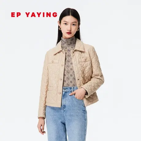 EP YAYING雅莹女装 气质简约几何压花皮衣外套 商场同款P110图片