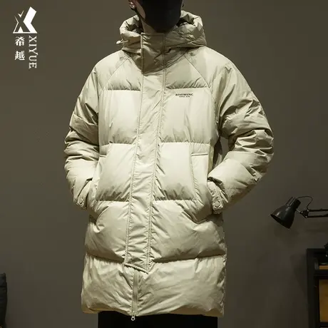 新国标90白鸭绒中长款男士羽绒服冬季轻薄保暖连帽外套男宽松大码商品大图