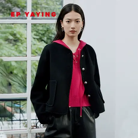 EP雅莹女装 纯美利奴羊毛廓形短款小香风外套 秋冬商场同款1239A商品大图