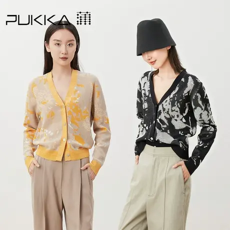 蒲PUKKA   原创设计女新高捻棉双层双面织工艺减龄开衫商品大图
