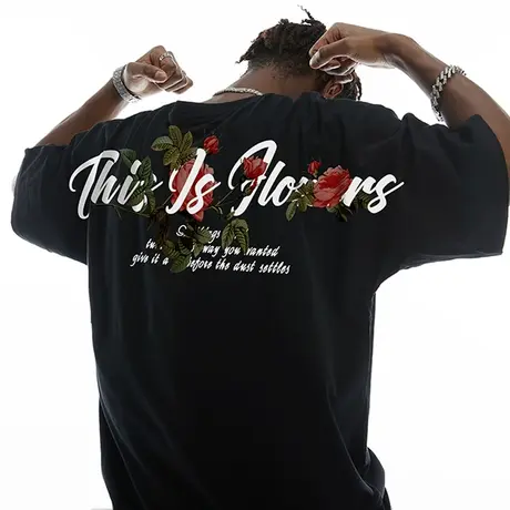 Nuthink美式高街花卉短袖T恤男夏季oversize潮牌宽松蝙蝠袖上衣潮图片