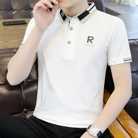 保罗t恤男半袖衬衫领Polo衫男短袖2023新款夏季翻领纯棉衣服体恤商品大图