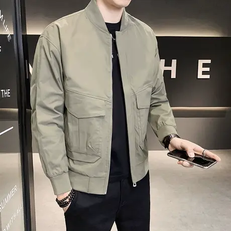 2023春秋季新款男装夹克男士休闲外套潮流工装帅气棒球服青年春装商品大图