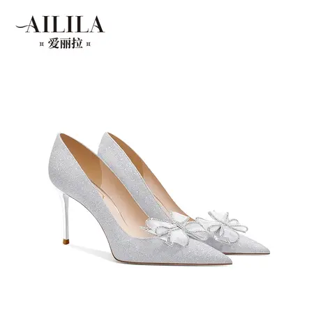 爱丽拉银色结婚鞋女2024新款春季绝美高跟主婚纱法式新娘鞋不累脚图片