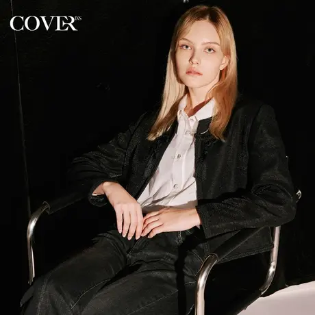 COVER秋季花纱仿麻抗皱挺括西装外套图片