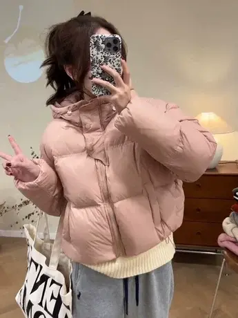 设计感短款羽绒服外套女2023冬季新款韩版小个子加厚连帽面包服潮图片