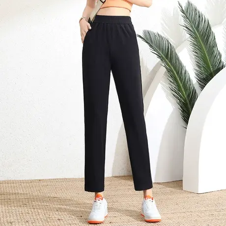 莫代尔休闲裤女夏季2023新款松紧腰九分小脚裤显瘦薄款哈伦萝卜裤商品大图