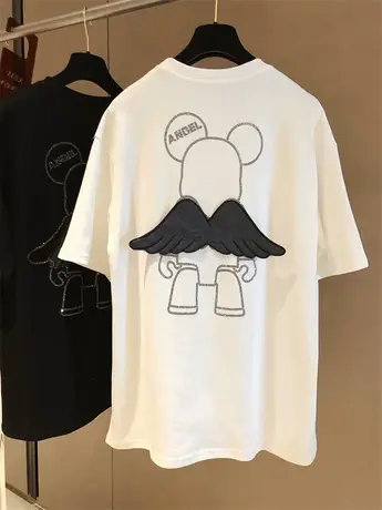 短袖t恤女2021夏装新款韩版ins潮重工烫钻后背翅膀宽松半袖上衣服商品大图