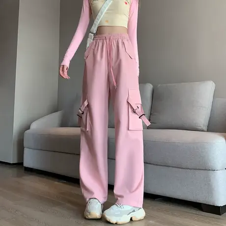 运动阔腿工装裤女2023秋季新款设计感小众百搭复古港味chic休闲裤商品大图