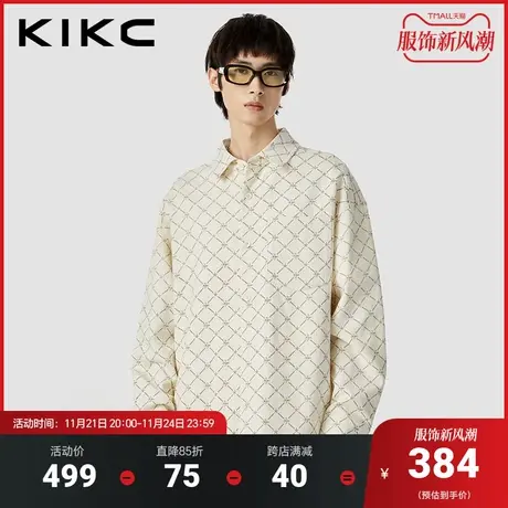 kikc长袖衬衫男2023秋装新款商场同款LOGO满印宽松潮流外穿衬衣图片