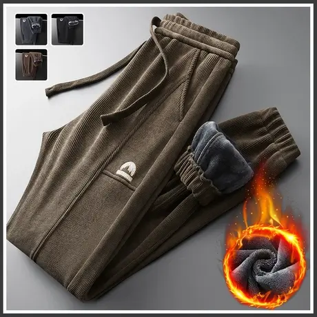 冬季抓绒裤2023新款男士男裤加绒加厚休闲裤子秋冬款冬天运动卫裤商品大图