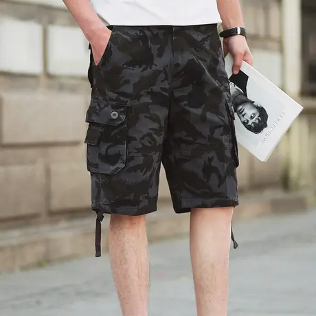 男士迷彩中裤夏季短裤5分裤休闲宽松韩版沙滩马裤多口袋 全棉耐磨商品大图