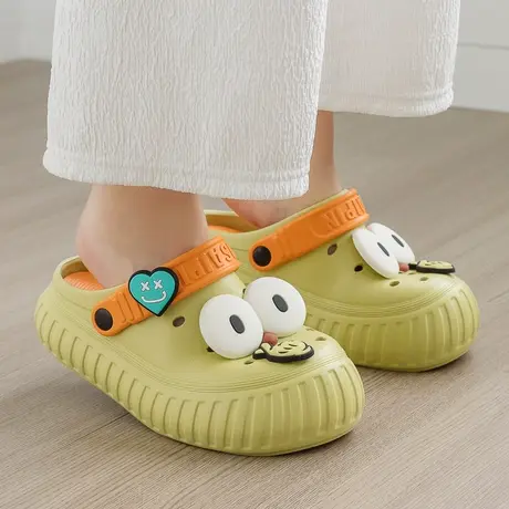 夏季新款大眼搞怪包头洞洞鞋女可外穿厚底踩屎感防滑可拆洗凉拖鞋商品大图