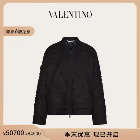 【季末优惠】华伦天奴VALENTINO男士花朵刺绣羊毛和羊绒夹克外套图片
