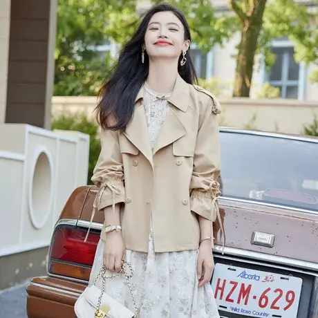 时尚通勤气质百搭短款风衣女外套2022秋季新款设计感小众通勤上衣商品大图