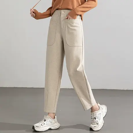 毛呢裤女冬季2024新款秋冬羊毛女裤加厚裤子休闲九分哈伦裤镰刀裤商品大图