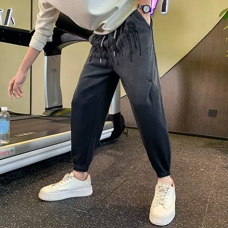 束脚卫裤秋季宽松运动裤潮流渐变色哈伦字母设计感INS休闲裤百搭商品大图