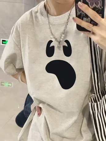 美式复古纯棉短袖t恤女夏季大码宽松韩版潮牌ins慵懒风半袖上衣服商品大图