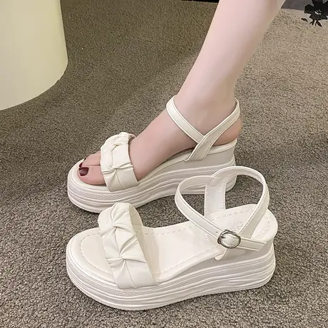 松糕厚底女鞋凉鞋夏女外穿2023新款韩版鞋子配裙子坡跟轻底不累脚商品大图