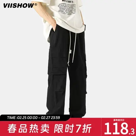 VIISHOW复古潮牌多口袋束脚工装裤男日系街头宽松百搭阔腿休闲裤图片