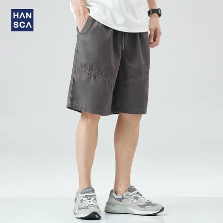 hansca纯棉工装短裤男士宽松直筒夏季潮牌复古休闲日系大码五分裤商品大图