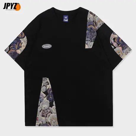 小熊情侣t恤2022新款潮流情侣装夏季ins小众设计感大码宽松短袖商品大图