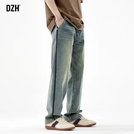 男士大码牛仔裤男款美式高街阔腿裤2024新款潮流百搭直筒裤休闲裤商品大图