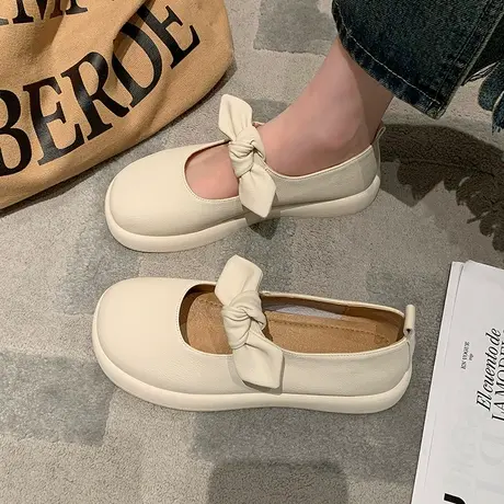 玛丽珍鞋女2024年春季新款软底圆头孕妇鞋蝴蝶结浅口法式休闲单鞋图片