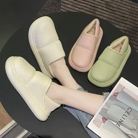 厚底棉拖鞋女秋冬季高级感拖鞋居家静音一字拖2024新款面包鞋室内商品大图