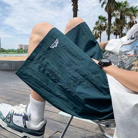 冰丝速干休闲短裤男夏季薄款透气运动直筒宽松大裤衩潮流沙滩裤子商品大图