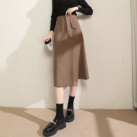 时尚气质百搭半身裙2023年春季新款女士简约修身高腰显瘦通勤伞裙图片