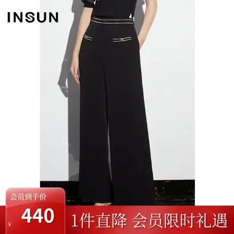 恩裳COVER2023夏新款小香风商务西装裤腰间撞色织带弹力女休闲裤商品大图