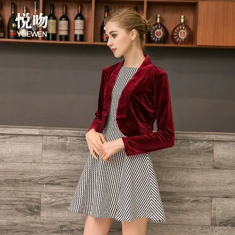 金丝绒旗袍外搭外套女短款开衫2023春秋复古小披肩百搭长袖坎肩潮商品大图