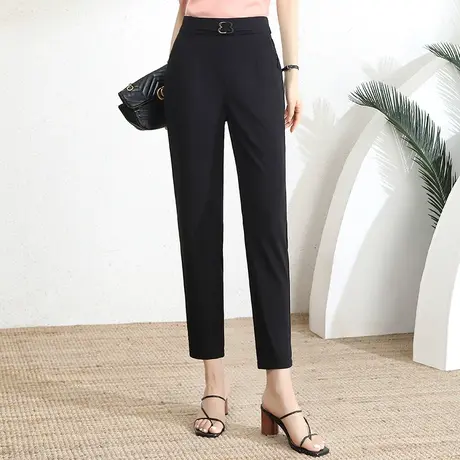 黑色通勤九分小西裤女夏季2023新款妈妈裤子显瘦小个子小脚哈伦裤商品大图