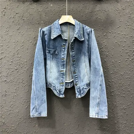 时尚简约显瘦韩版百搭上衣女2023春季新款港味长袖牛仔衬衫外套潮图片