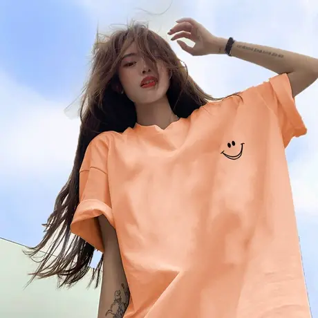 2023年春夏季新款纯色女装设计感小众上衣服宽松白色短袖t恤ins潮图片