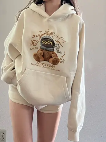 美式hiphop加绒加厚卫衣外套女大码秋冬设计感小众慵懒风宽松上衣图片